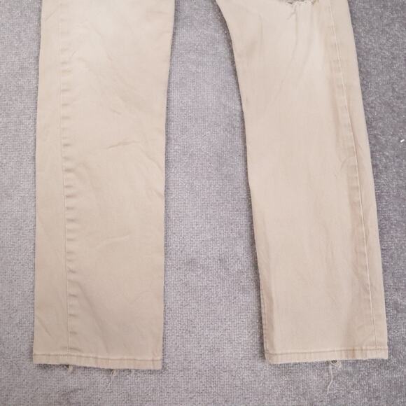 Levi's 513 Slim Straight Denim Stretch Jeans Distressed Cream Size 33x32 - Picture 5 of 16